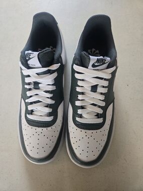 Nike Women's Court Vision Low Leather Sneakers - White & Dark Green